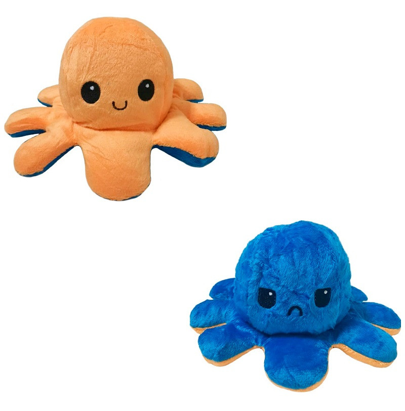 Іграшка м'яка восьминіг двосторонній OCTOPUS 7931, помаранчево-синя