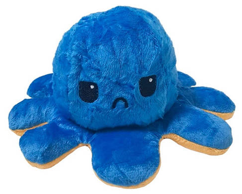Іграшка м'яка восьминіг двосторонній OCTOPUS 7931, помаранчево-синя, фото 4