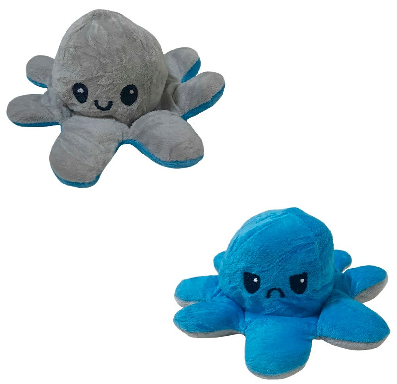 Іграшка м'яка восьминіг двосторонній OCTOPUS 7931, сіро-блакитна
