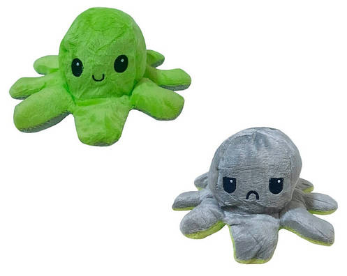 Іграшка м'яка восьминіг двосторонній OCTOPUS 7931, сіро-зелена, фото 1