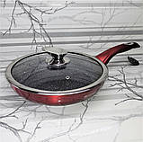 Сковорода з антипригарним мармуровим покриттям 24 см Edenberg EB-3338 Сковорода для індукційної плити з кришкою, фото 2