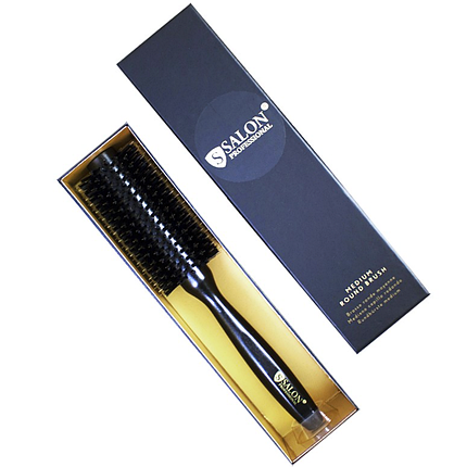 Брашинг у коробці для волосся Salon Professional з комбінованою щетиною D=2.5 см, чорний дерев'яний, фото 2