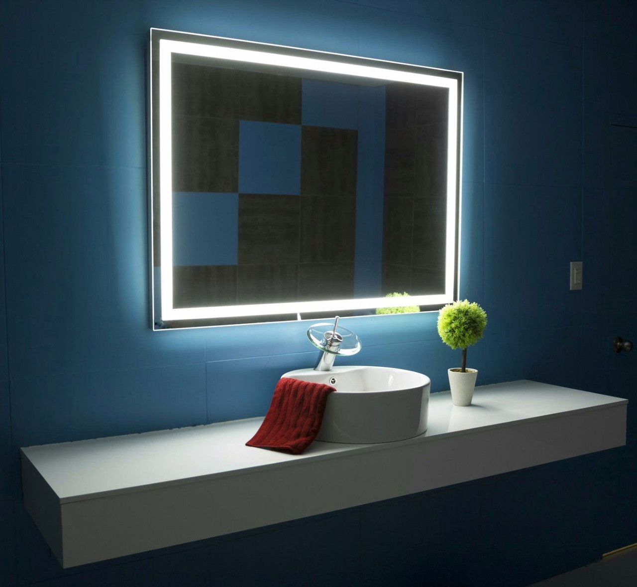 Дзеркало з LED-підсвіткою 100×80 см LED для ванної кімнати