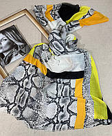Женский весенний шарф-палантин из вискозы с ярким леопардовым принтом 70*180 см Желтый