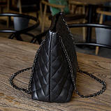Жіноча класична сумка через плече шопер на ланцюжку чорна, фото 3