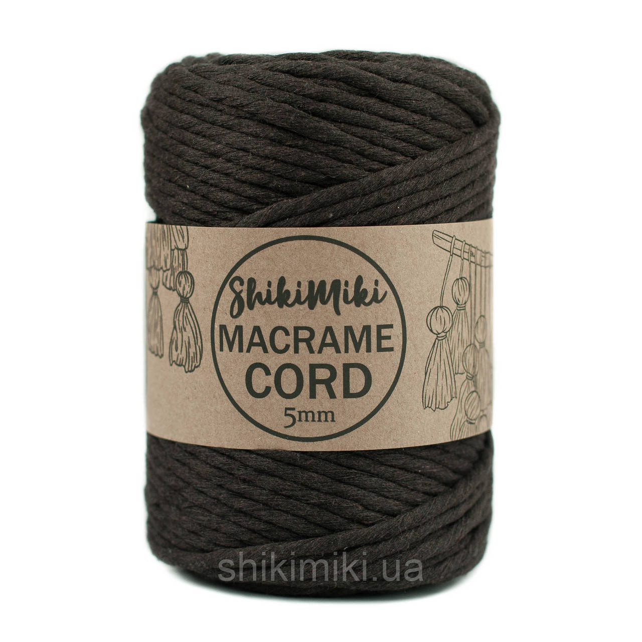 Еко шнур Macrame Cord 5 mm, колір Чорний шоколад