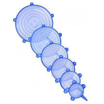 Набір універсальних силіконових кришок SiliconGoods 6 штук сині, фото 4