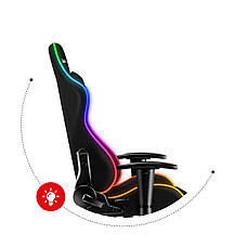 Крісло геймерське комп'ютерне HUZARO FORCE 6.0 RGB З різнокольоровою підсвіткою Mesh Оббивка тканина, фото 6