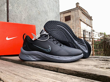 Чоловічі шкіряні кросівки Nike Zoom Winflo 8 Black Grey чорні із сірим водонепроникним, фото 1