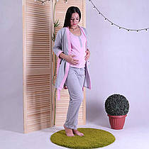 Піжама і теплий халат для вагітних і годуючих 18306 Mindal Soft Grey&Pink