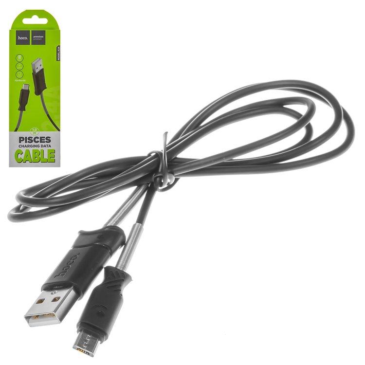 Кабель USB Hoco X24 Pisces 2.4A MicroUSB Black 1m, фото 1