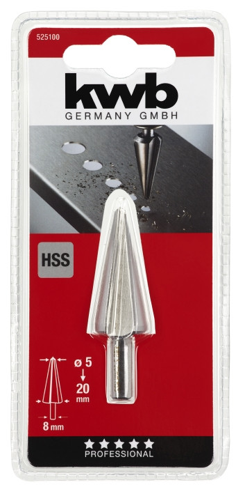 Свердло конусне по металу HSS, 5-20 мм, хвостовик 8 мм, KWB (525100), фото 1