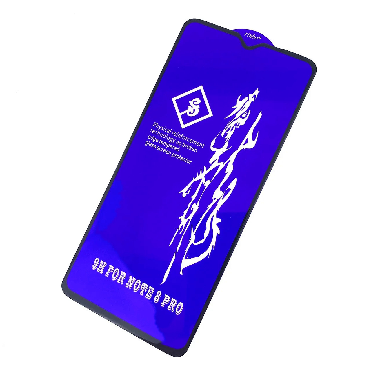 Захисне скло 6D Rinbo на весь екран для Xiaomi Redmi Note 8 Pro чорний клей по всій поверхні, фото 1