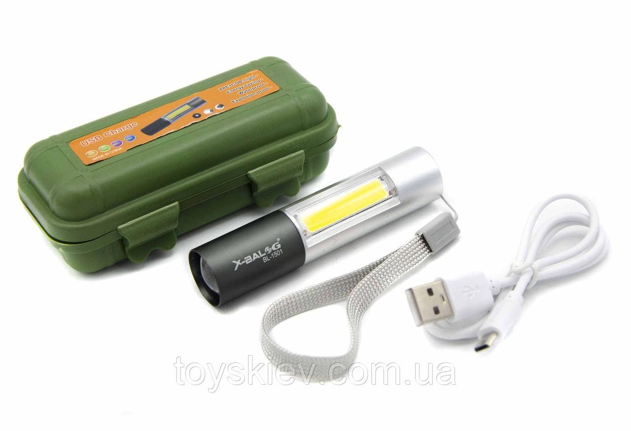 Ліхтар ручний Police BL-1501/ ЗП microUSB/Zoom/XPE+COB/, фото 1