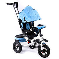 Велосипед коляска детский трехколесный Baby Trike 6595Г с ключом зажигания / голубой