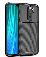 Захисний чохол Карбон для Xiaomi Redmi Note 8 Pro чорний протиударний бампер