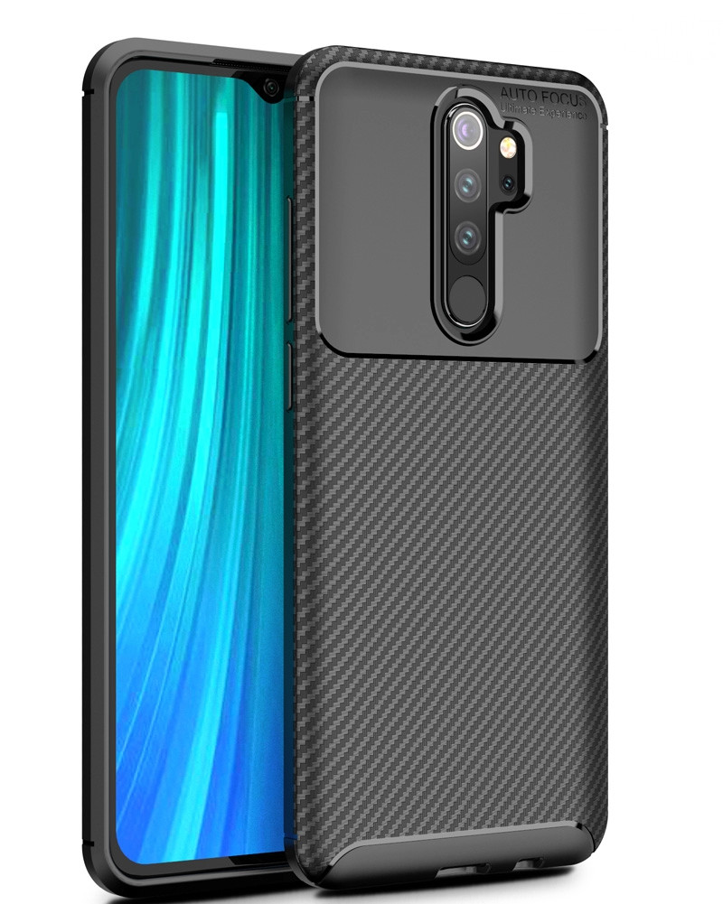 Захисний чохол Карбон для Xiaomi Redmi Note 8 Pro чорний протиударний бампер
