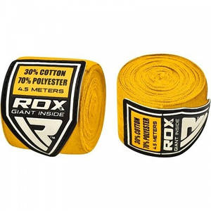 Бинты боксерские RDX Fibra Yellow 4.5m 546_10406 (код 168-559528)
