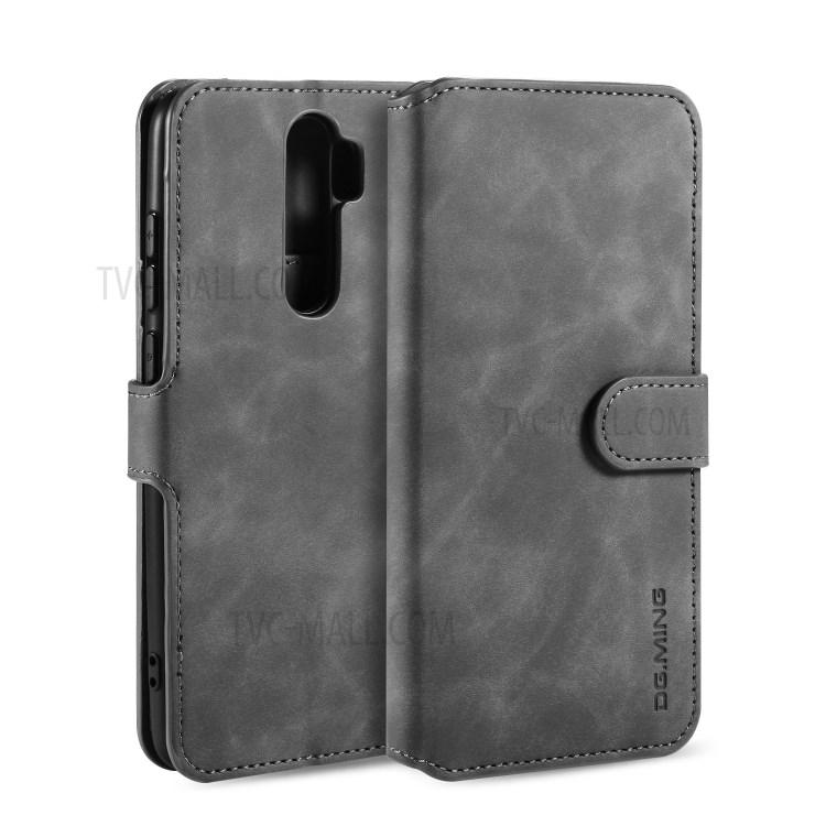 Чохол-книжка для Xiaomi Redmi Note 8 Pro сірий гаманець ремінець на руку