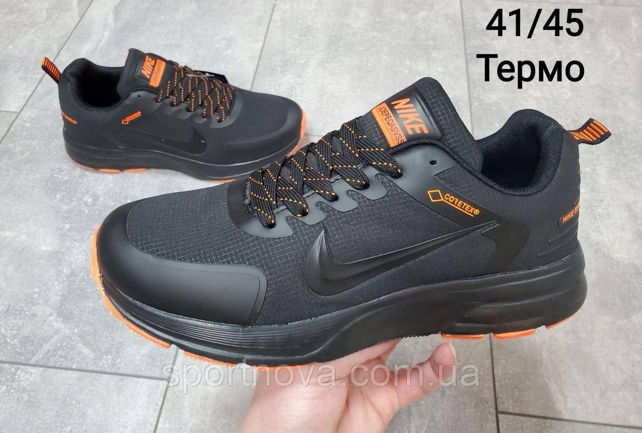 Чоловічі кросівки Nike Goretex ТЕРМО об'єднані чорні з помаранчевим р 41-45