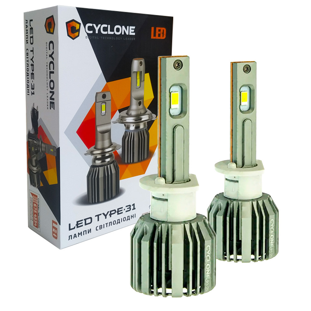 Лампа світлодіодна для фар CYCLONE LED H1 5700K 6000LM TYPE 31 2 шт комплект, фото 1