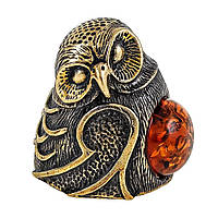 Бронзова фігурка з бурштином наперсток Сова Неясити