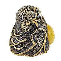 Декоративна фігурка наперсток із бронзи та бурштину Сова Неясити