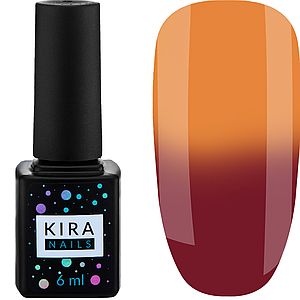 Гель лак Kira Nails Termo №06, 6 мл в холоді темно-малиновий при нагріванні помаранчевий