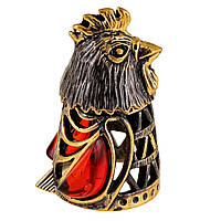 Сувенір фігурка бронза з бурштином наперсток Петух