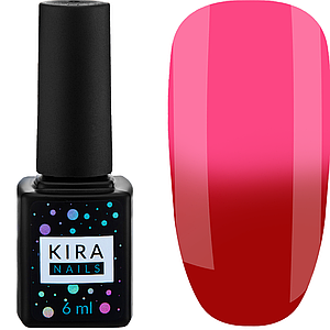 Гель лак Kira Nails Termo №11, 6 мл в холоді червоний при нагріванні яскраво-рожевий