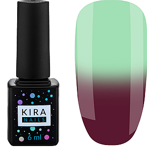 Гель лак Kira Nails Termo №14, 6 мл в холоді бліда фуксія при нагріванні бірюза