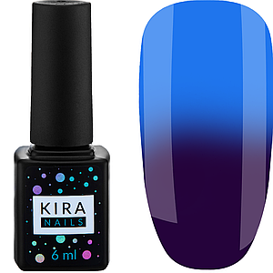 Гель лак Kira Nails Termo №20, 6 мл в холоді баклажан при нагріванні темно-блакитний
