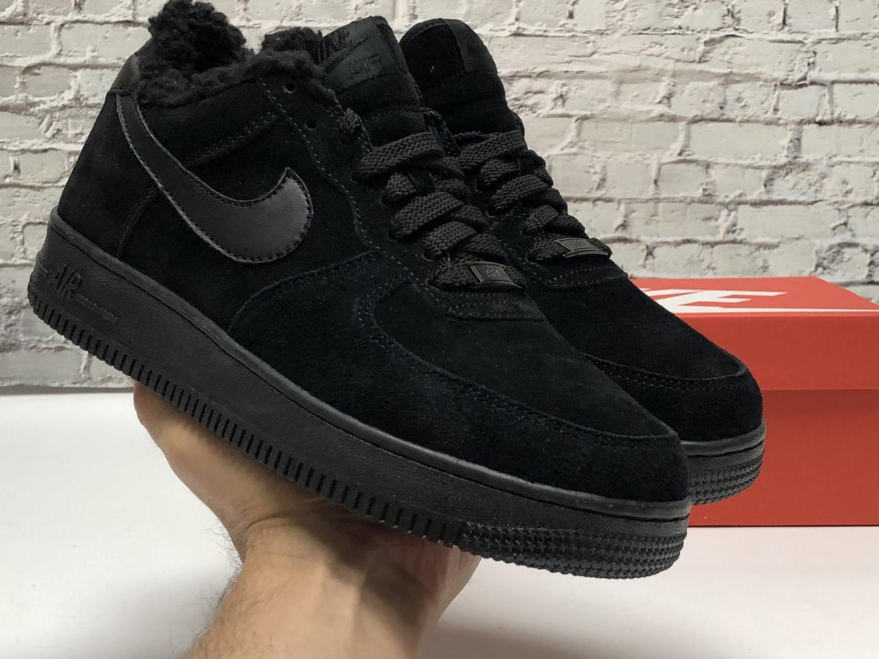 Зимові Чоловічі чорні Кросівки Nike Air Force Winter