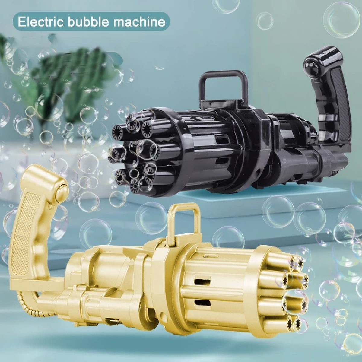 Кулемет мініган WJ 950 машинка-генератор мильних бульбашок BUBBLE GUN BLASTER,Золотий