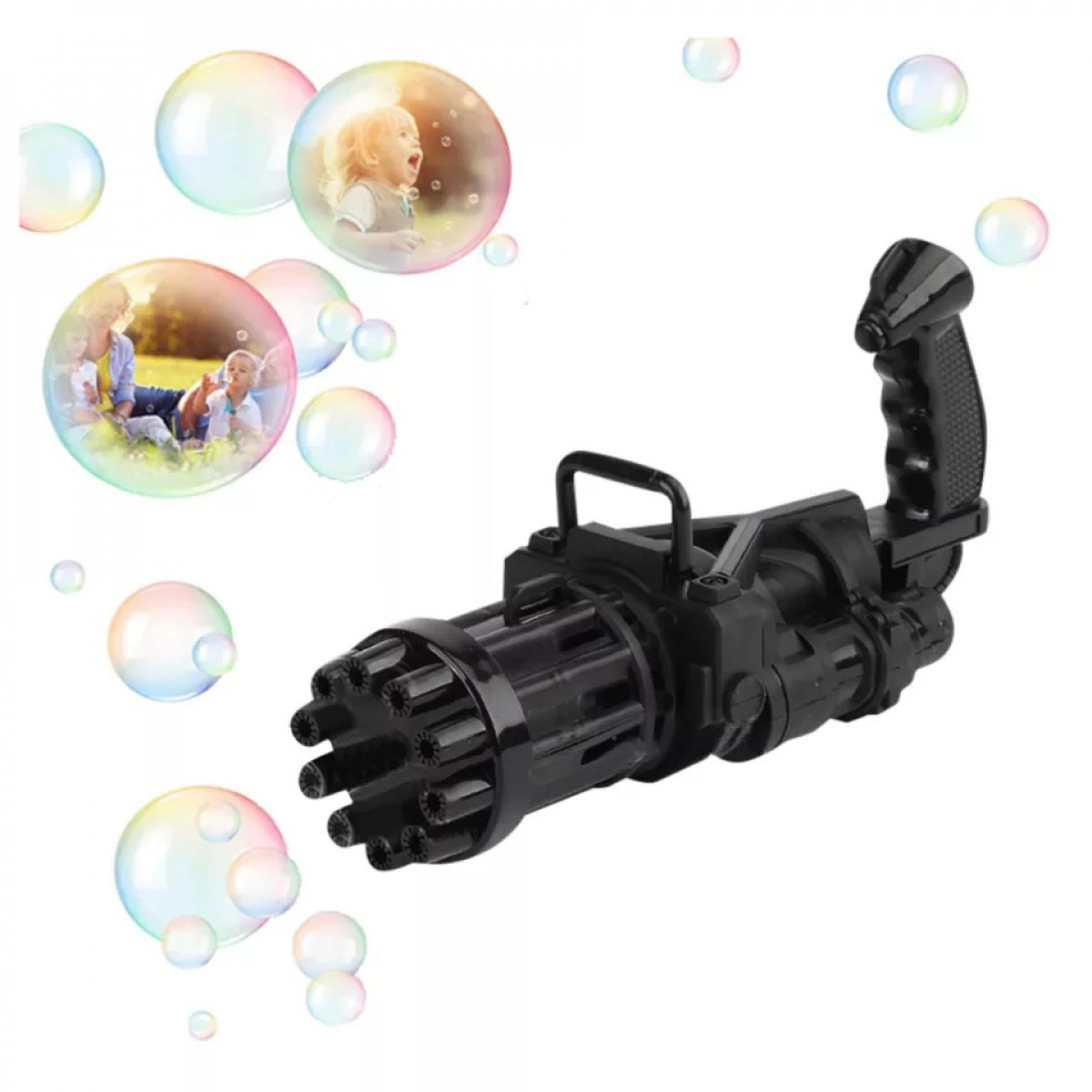 Кулемет мініган WJ 950 машинка-генератор мильних бульбашок BUBBLE GUN BLASTER,Чорний