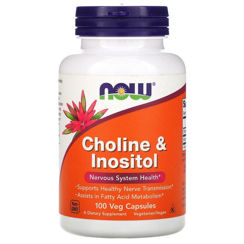 NOW Foods, холін та інозитол, 100 вегетаріанських капсул