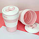 Складна силіконова термо-чашка з кришкою Collapsible Coffe Cup 350 ml, кружка для подорожей, Сірий, фото 8