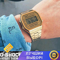 Класичний металевий годинник Casio F-91W Illuminator Gold Касіо