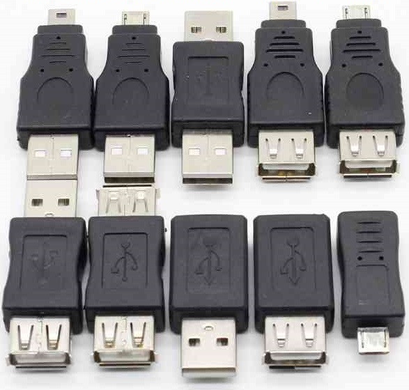 10 шт. Перехідник Mini USB MicroUSB Адаптер Мікро ЮСБ Міні (комплект), фото 1