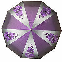 Зонт женский складной полный автомат фиолетовый с цветами, очень красивый, крепкий зонт «Цветы»