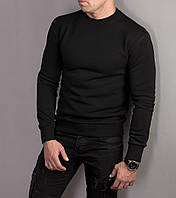 Мужской пуловер черного цвета с начесом, мужская классическая теплая кофта весна осень зима