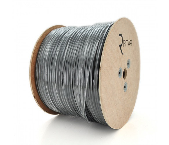 Кабель коаксіальний Ritar (B305-RG690CCA+2x0.5mm CU/03245) котушка 305 м, чорний
