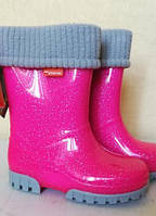 Дитячі гумові чоботи дитячіDEMAR TWISTER LUX PRINT рожеві,червоні,пудра глянець