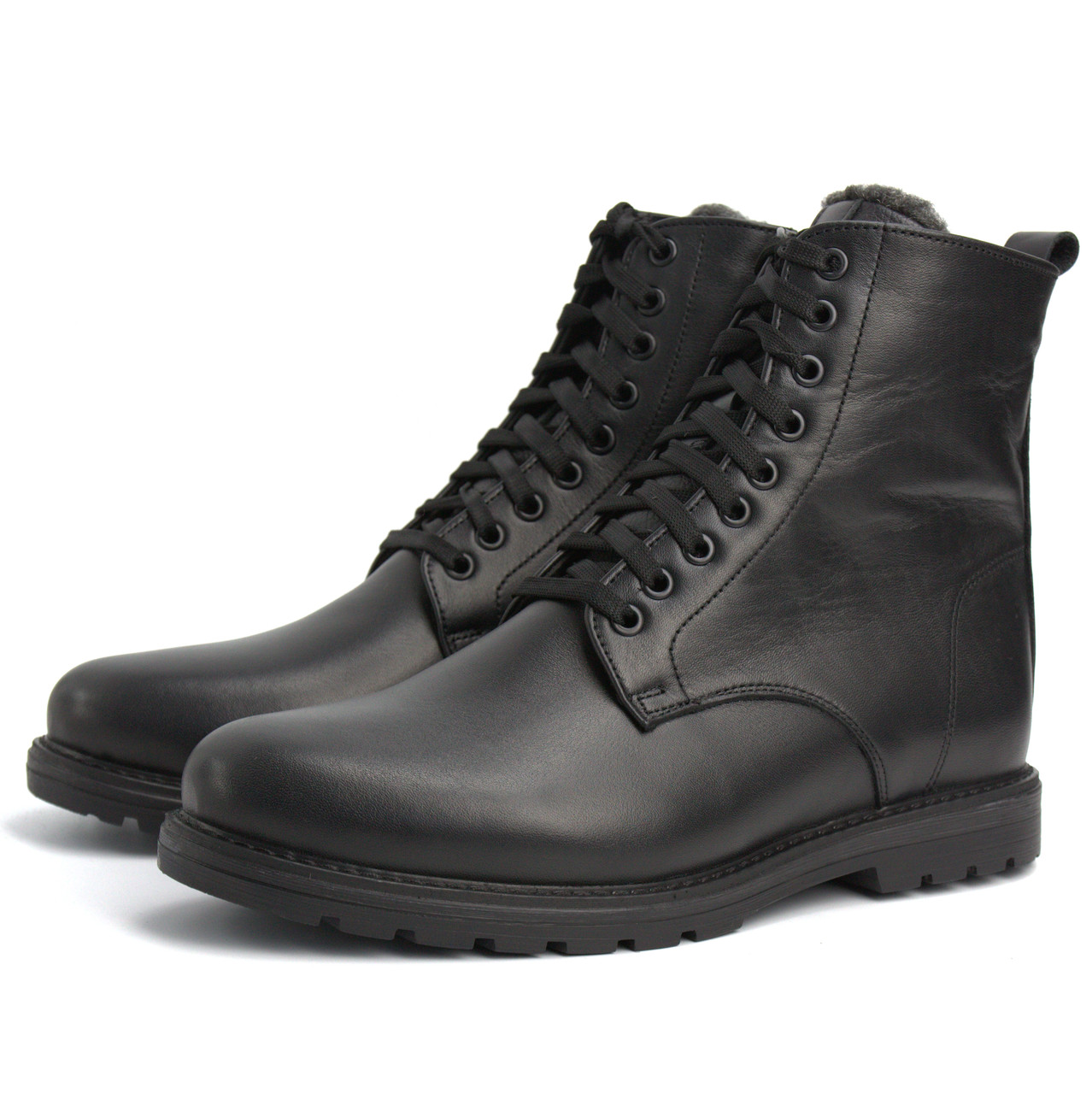 Шкіряні чоловічі зимові черевики на хутрі чорні є великі розміри Rosso Avangard Whisper 2 All Black, фото 1