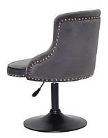 Стілець Olimp BK-Base сірий 1004 велюр з каретною стяжкою на чорній круглій опорі-ногі, фото 3