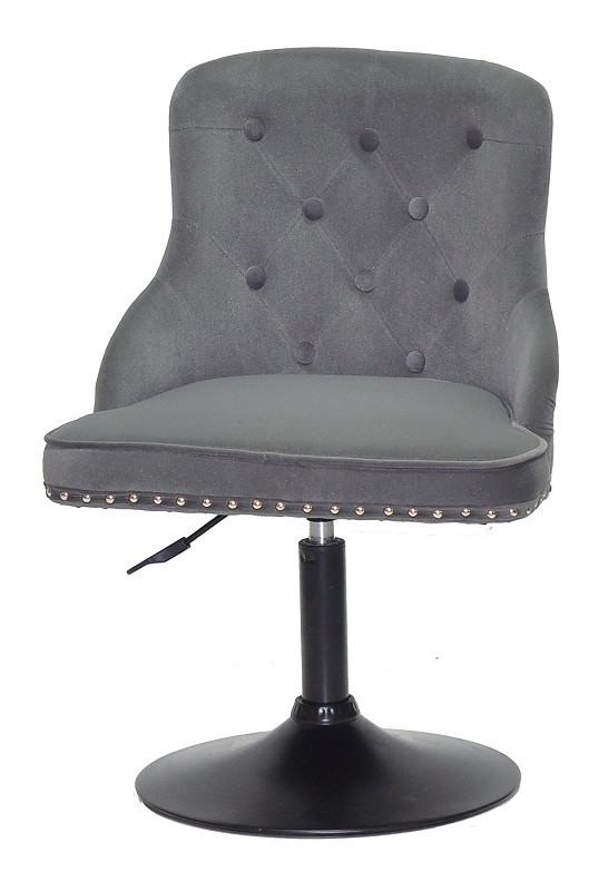 Стілець Olimp BK-Base сірий 1004 велюр з каретною стяжкою на чорній круглій опорі-ногі, фото 1