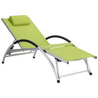 Шезлонг кресло AMF Wave алюм / зеленый из текстилена для отдыха, загара, терасс, дома, дачи