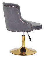 Стілець Olimp GD-Base велюр сірий 1004, золота кругла нога-опора з регулюванням висоти сидіння, фото 3