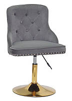 Стілець Olimp GD-Base велюр сірий 1004, золота кругла нога-опора з регулюванням висоти сидіння, фото 2
