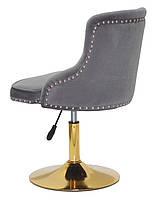 Стілець Olimp GD-Base велюр сірий 1004, золота кругла нога-опора з регулюванням висоти сидіння, фото 4